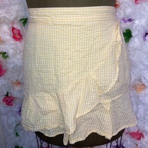 white and yellow checkered skirt